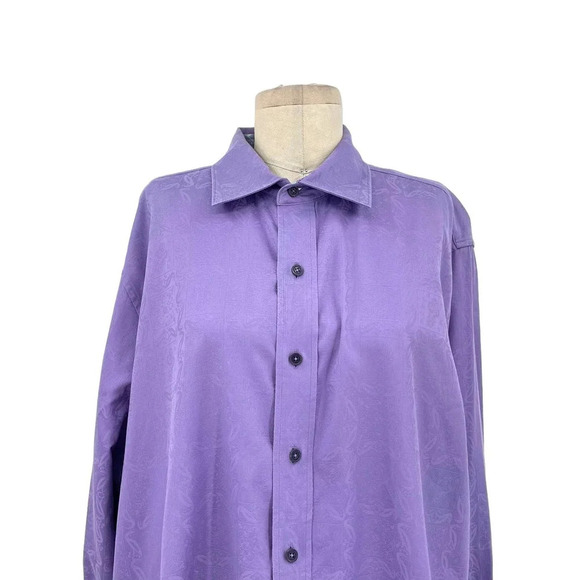 Robert Graham Purple Jacquard Textured Classic Fit Button Down Top‎ Size XL - Picture 2 of 11